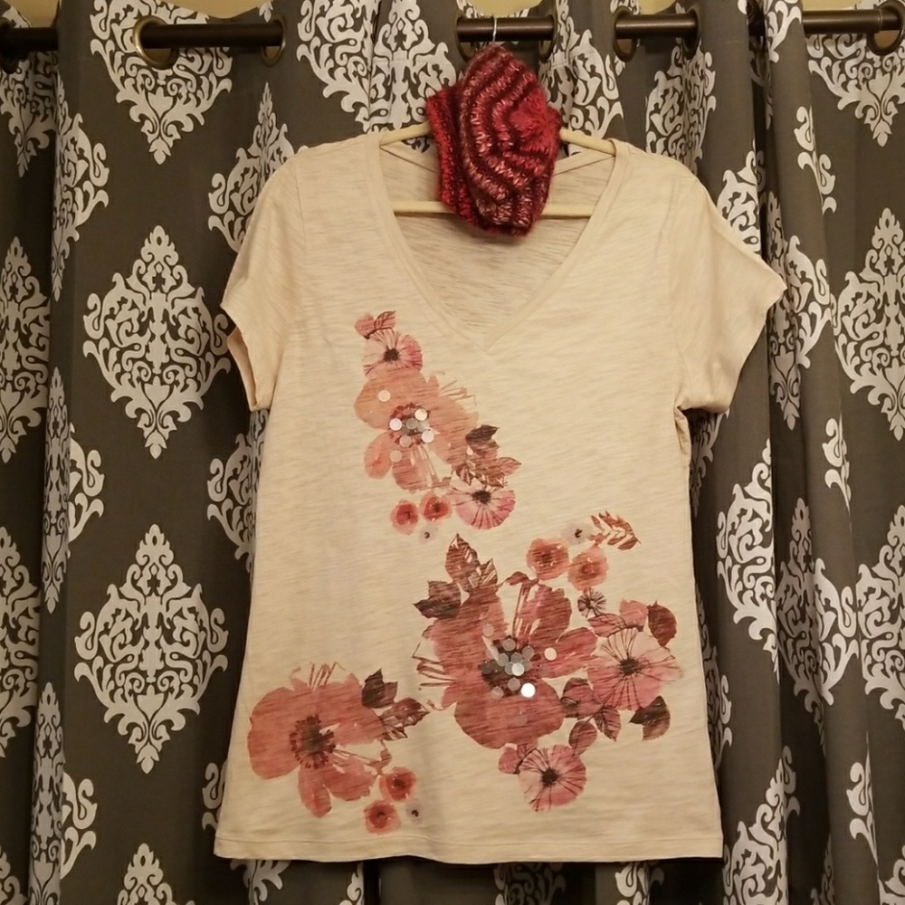 SOLD: V-Neck Embellished Top